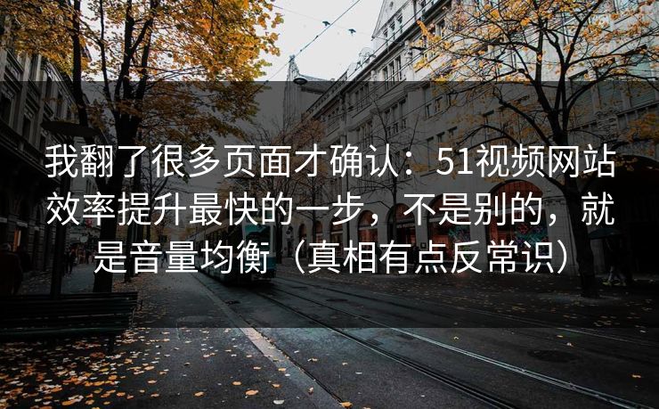 我翻了很多页面才确认：51视频网站效率提升最快的一步，不是别的，就是音量均衡（真相有点反常识）